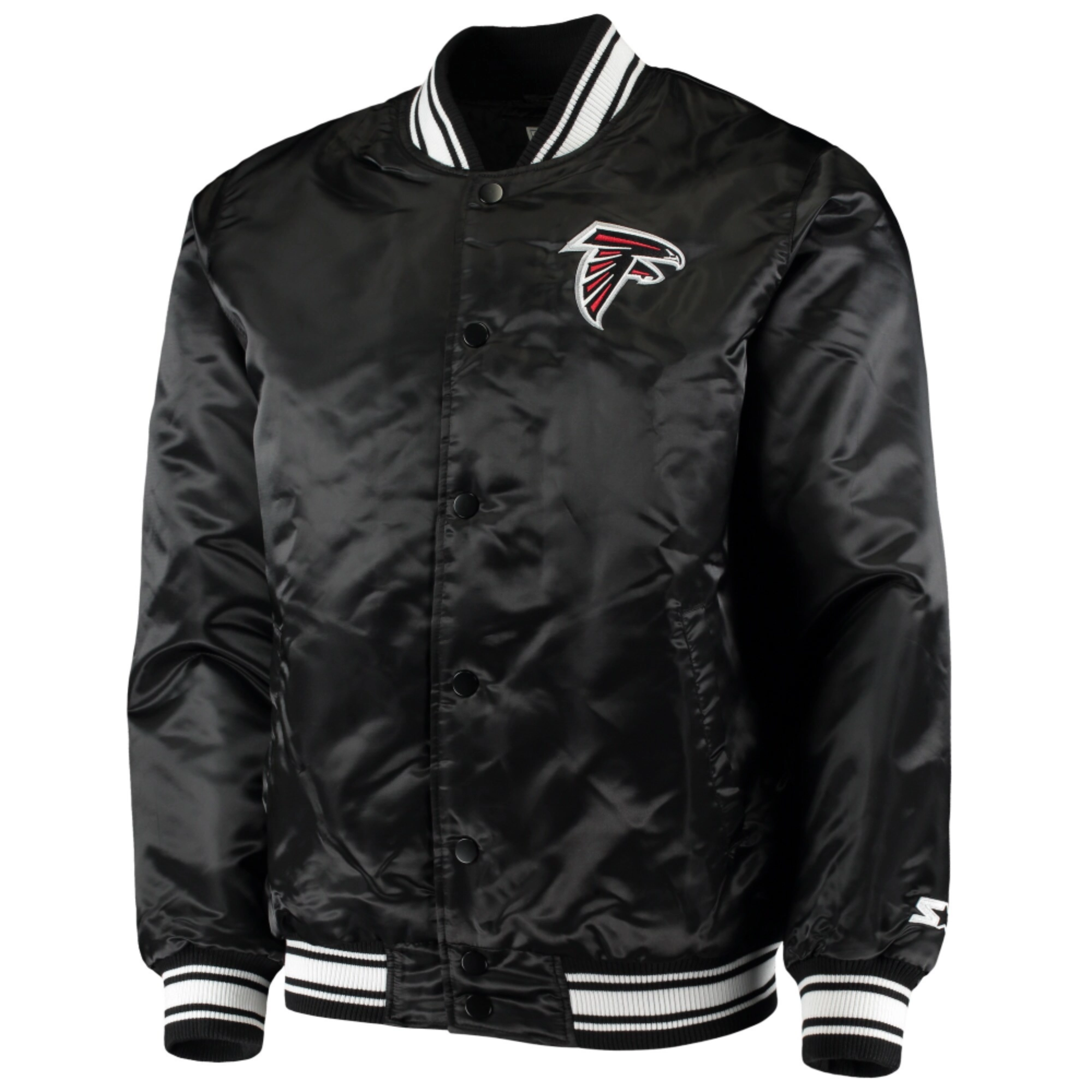 Atlanta falcons starter locker room black satin varsity jacket 1
