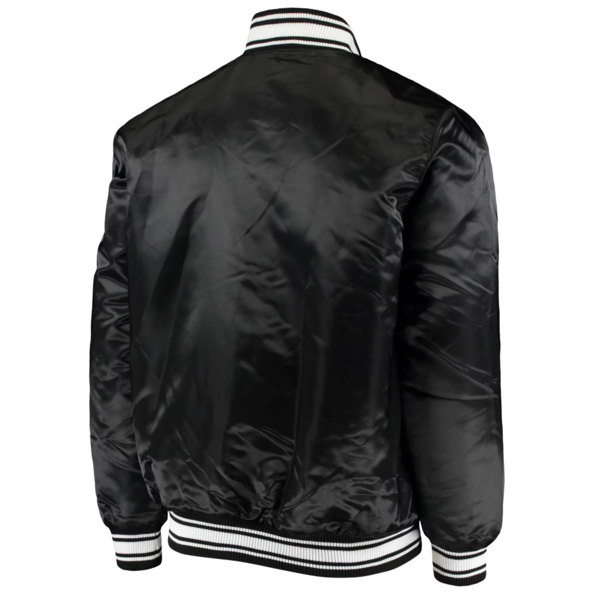 Atlanta falcons starter locker room black satin varsity jacket 2
