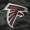 Atlanta falcons starter locker room black satin varsity jacket 3
