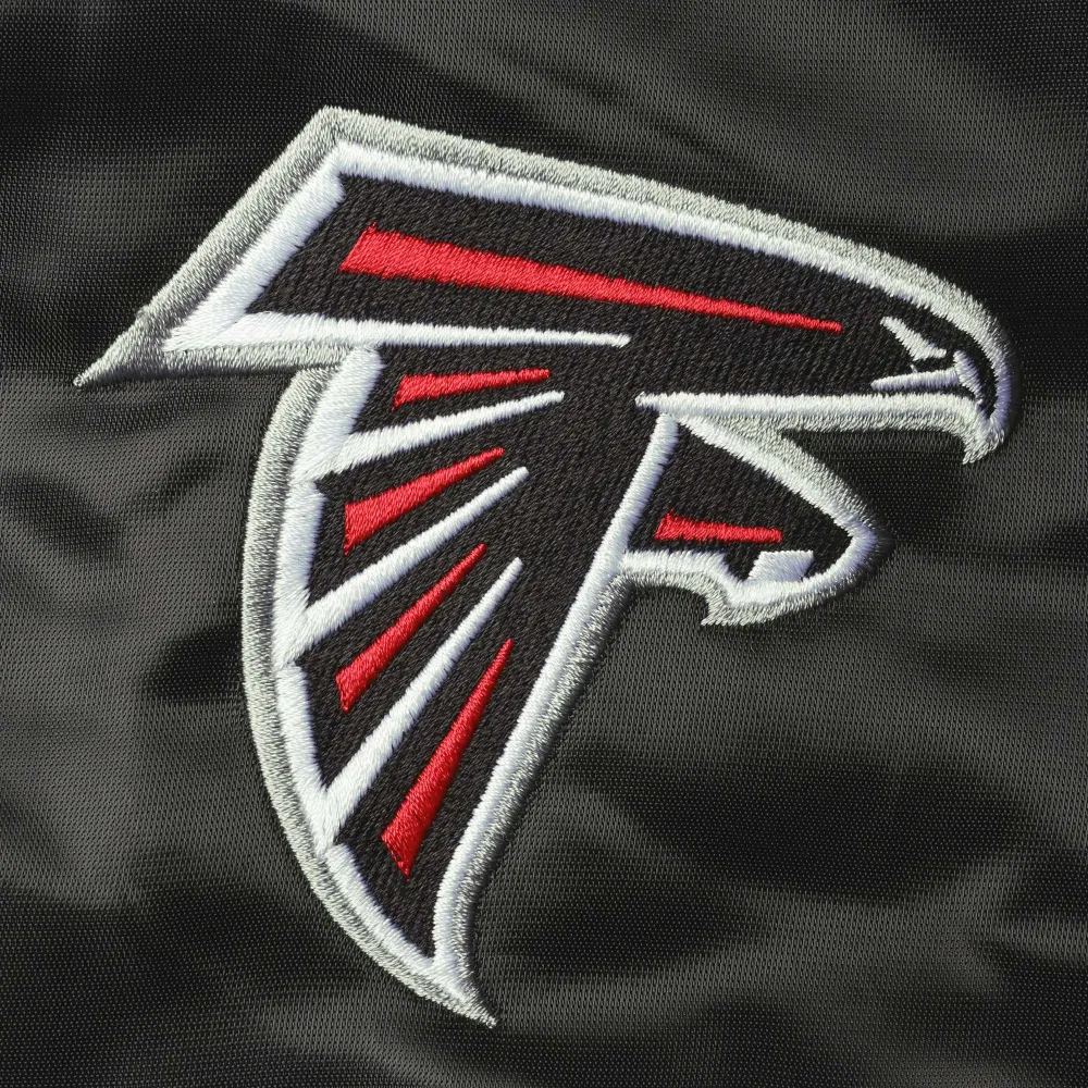 Atlanta falcons starter locker room black satin varsity jacket 3