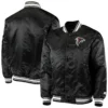 Atlanta falcons starter locker room black satin varsity jacket 4