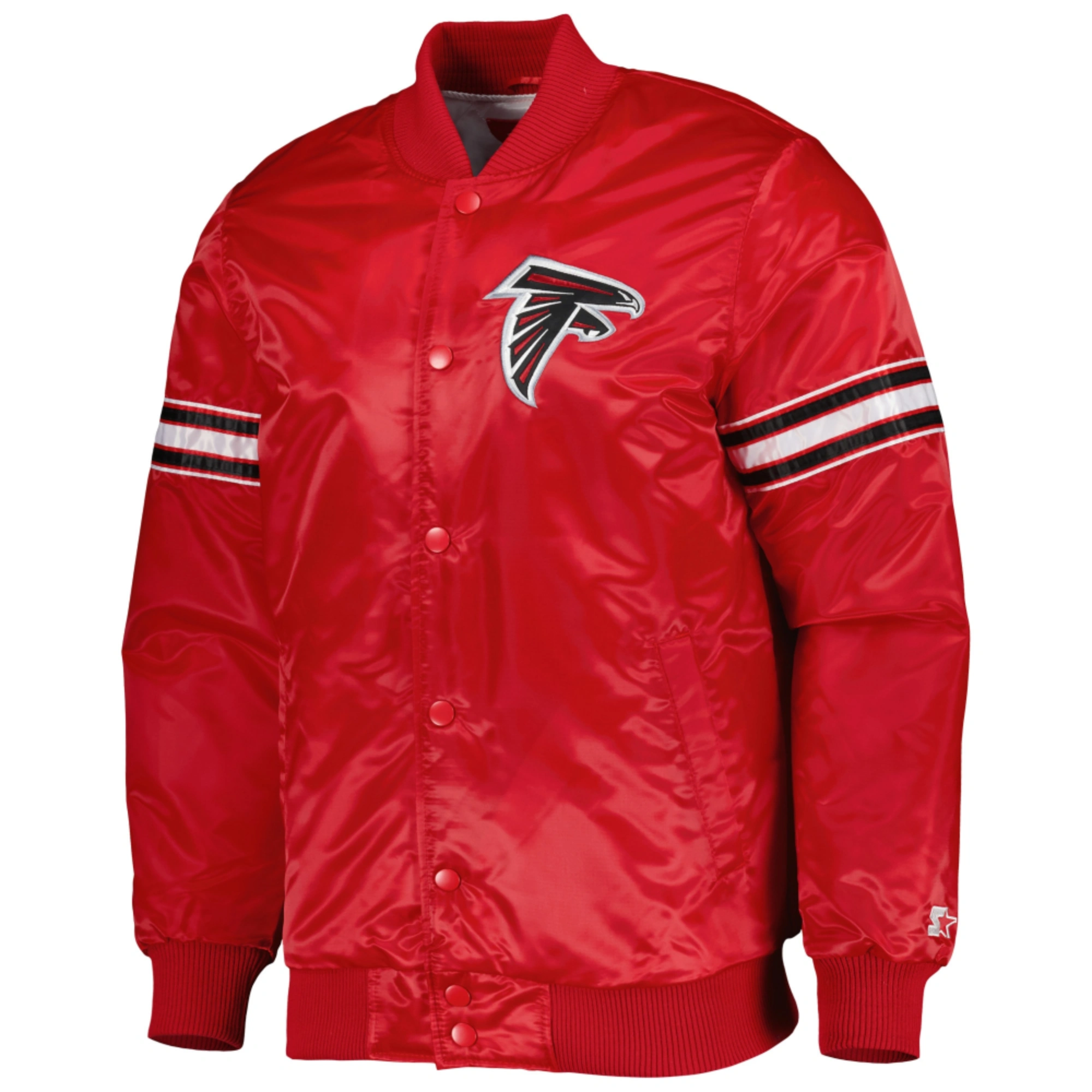 Atlanta falcons starter the pick and roll red satin varsity jacket 1