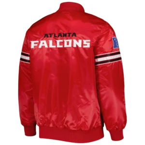 Atlanta falcons starter the pick and roll red satin varsity jacket 2