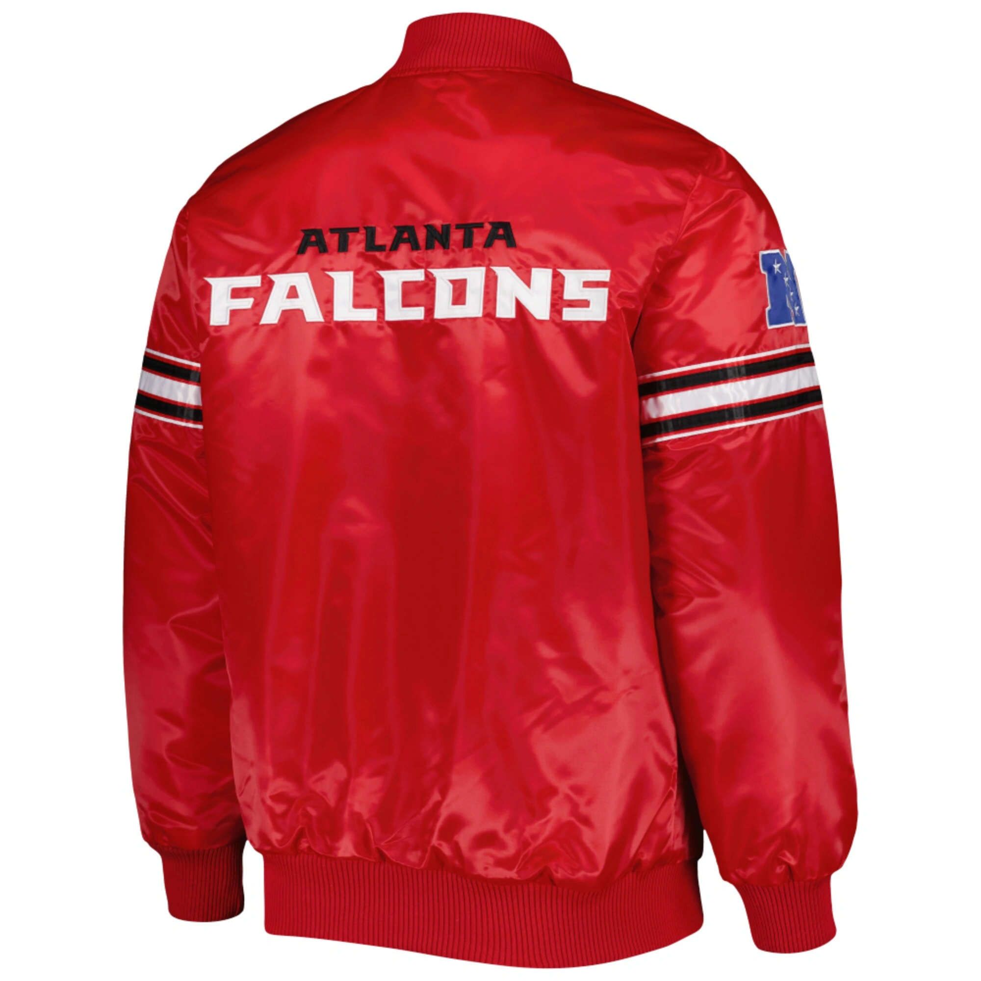 Atlanta falcons starter the pick and roll red satin varsity jacket 2