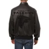 Atlanta falcons tonal full leather bomber jacket black 2
