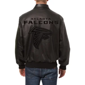 Atlanta falcons tonal full leather bomber jacket black 2