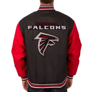 Atlanta falcons two tone black red varsity jacket