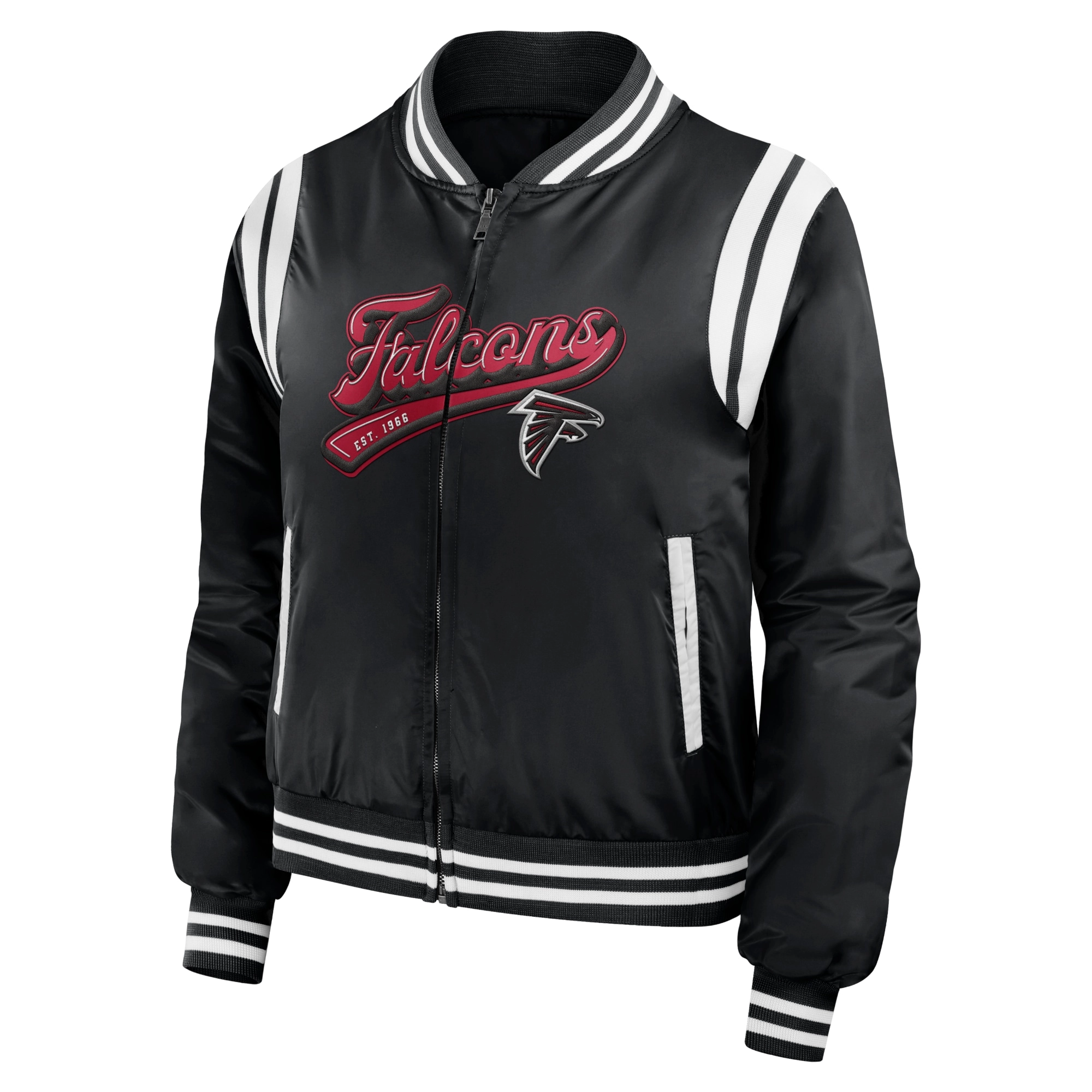 Atlanta falcons womens full zip bomber varsity jacket black 1 1