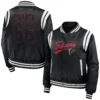 Atlanta falcons womens full zip bomber varsity jacket black 1