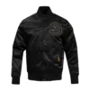 Atlanta hawks black gold full snap satin varsity jacket black 1