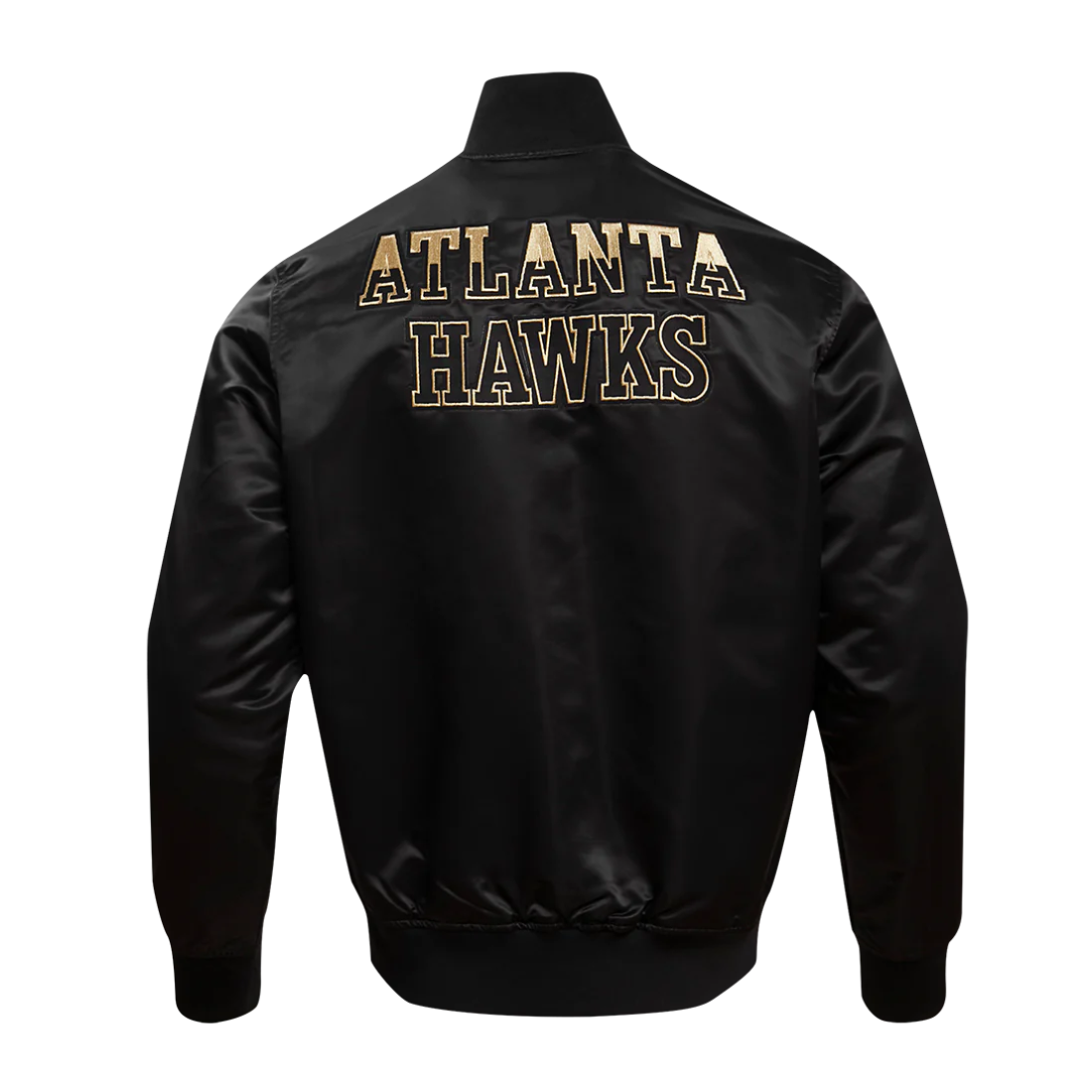 Atlanta hawks black gold full snap satin varsity jacket black 4