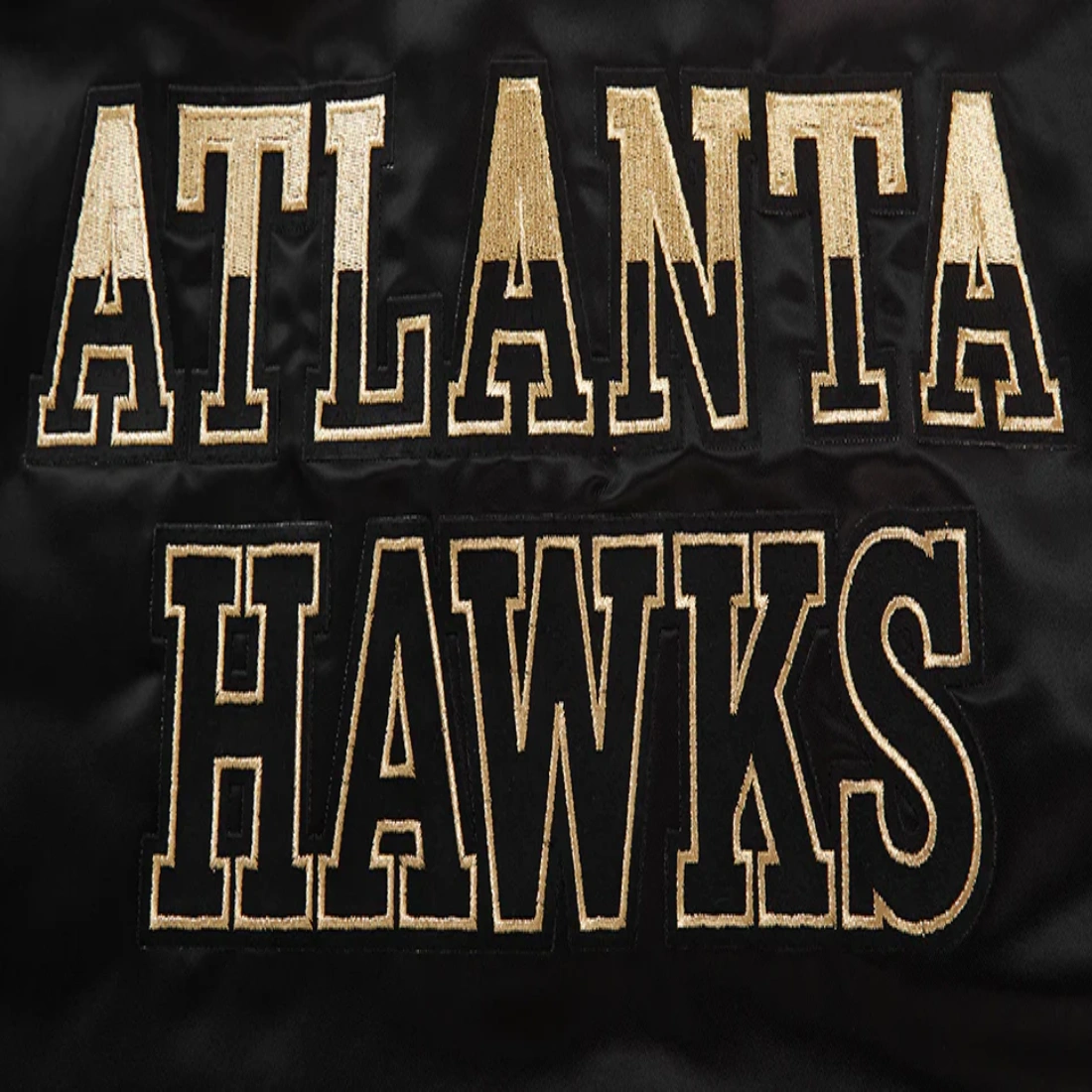 Atlanta hawks black gold full snap satin varsity jacket black 5