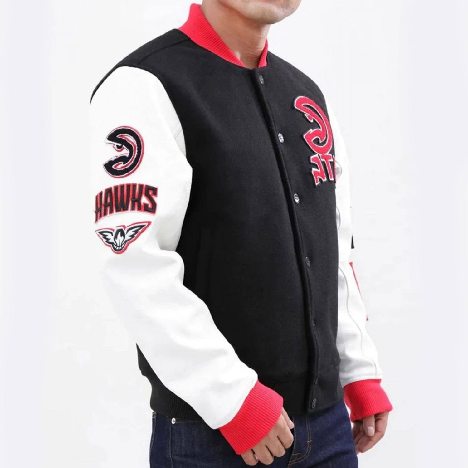 Atlanta hawks classic wool and leather jacket