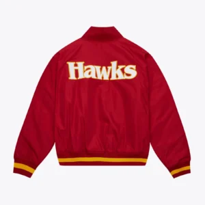 Atlanta hawks full zip red satin jacket