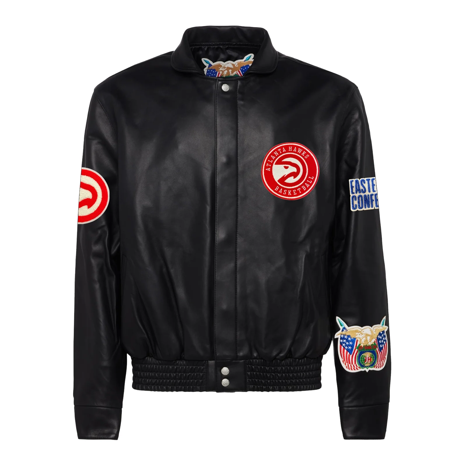 Atlanta hawks jeff hamilton full leather jacket black 1