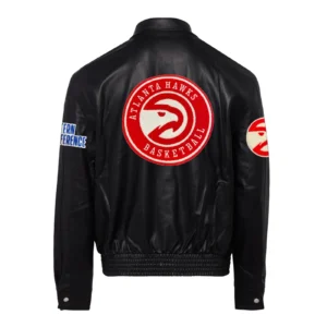 Atlanta hawks jeff hamilton full leather jacket black 2