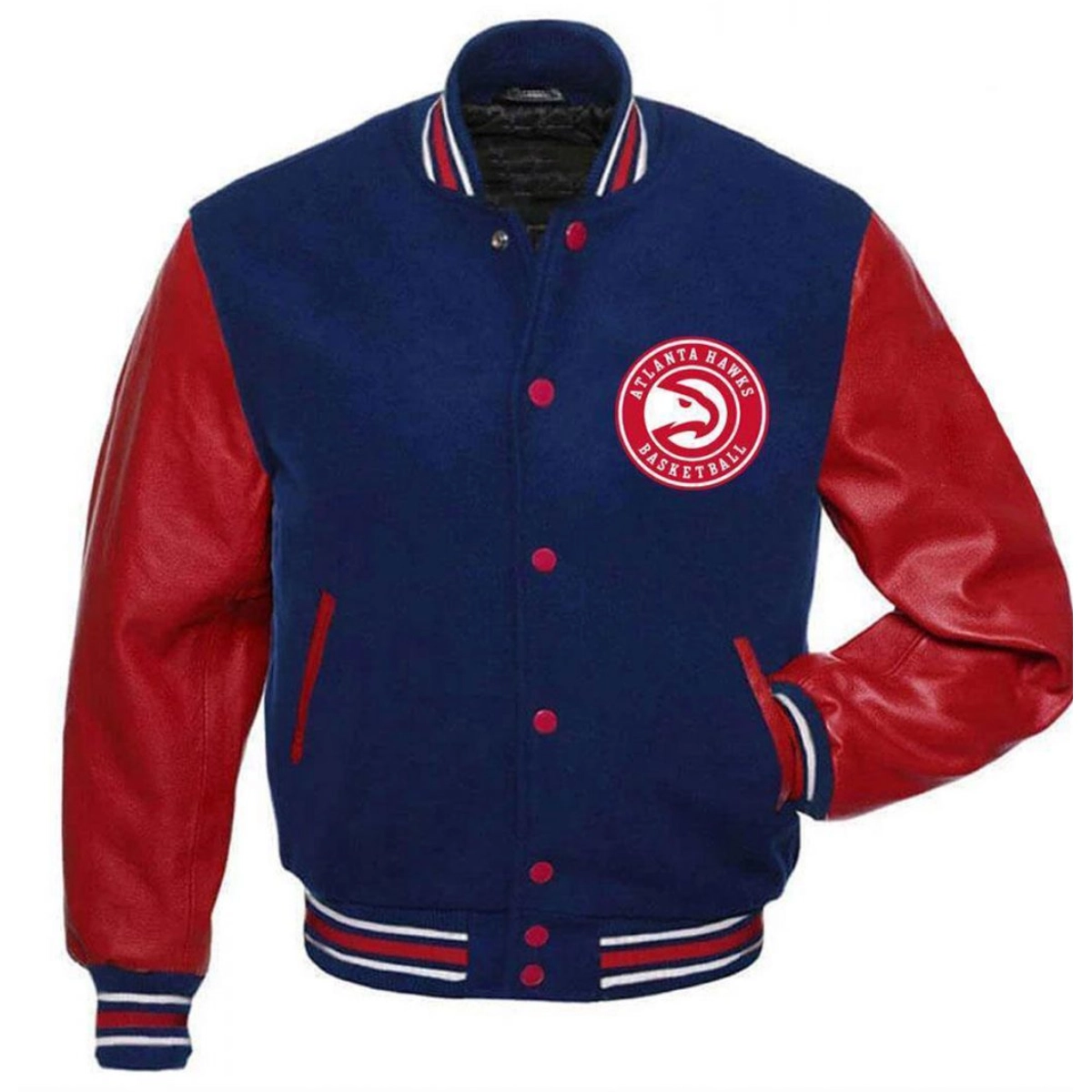 Atlanta hawks letterman wool leather varsity jacket 1