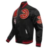 Atlanta hawks mashup full snap satin varsity jacket black 7