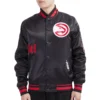 Atlanta hawks old english rib satin varsity jacket black 1