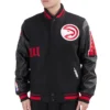 Atlanta hawks old english rib wool leather varsity jacket black 1