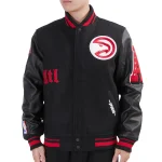 Atlanta Hawks Old English Wool/Leather Jacket