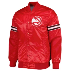 Atlanta hawks pick roll full snap satin varsity jacket red 2