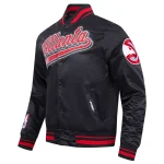 Atlanta Hawks Script Tail Black Satin Jacket