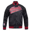 Atlanta hawks pro standard script tail black satin varsity jacket 2