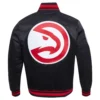 Atlanta hawks pro standard script tail black satin varsity jacket 4