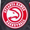 Atlanta hawks pro standard script tail black satin varsity jacket 6