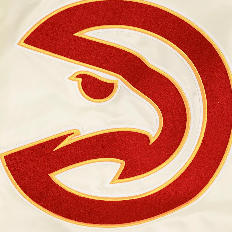 Atlanta hawks retro classic full snap satin varsity jacket white 3