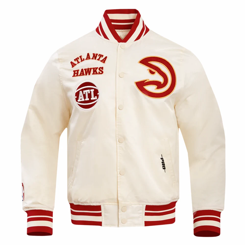 Atlanta hawks retro classic full snap satin varsity jacket white 4