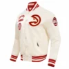 Atlanta hawks retro classic full snap satin varsity jacket white 5