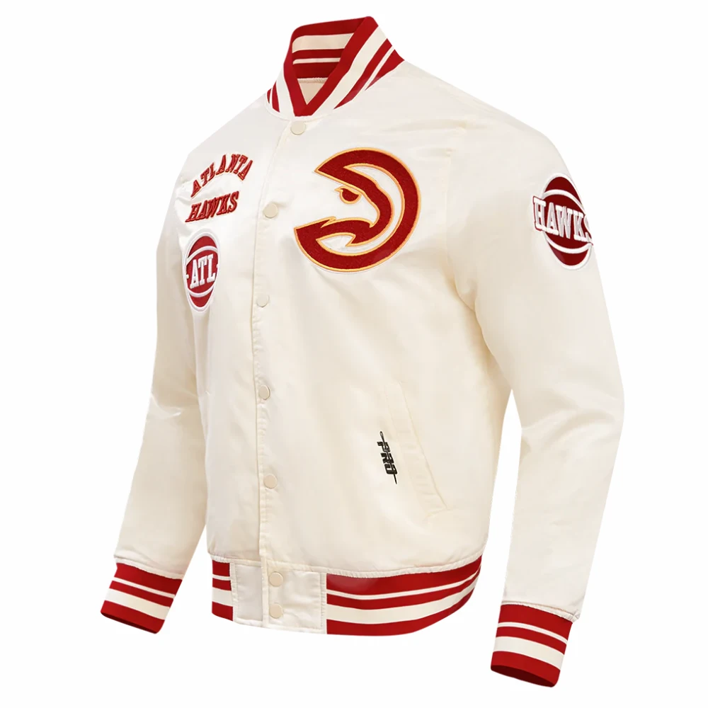 Atlanta hawks retro classic full snap satin varsity jacket white 5