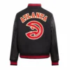 Atlanta hawks retro classic full snap wool leather varsity jacket black 1