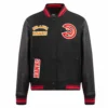 Atlanta hawks retro classic full snap wool leather varsity jacket black 2