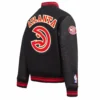 Atlanta hawks retro classic full snap wool leather varsity jacket black 4