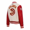 Atlanta hawks retro classic womans full snap wool leather varsity jacket whitered 1