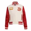 Atlanta hawks retro classic womans full snap wool leather varsity jacket whitered 3