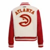 Atlanta hawks retro classic womans full snap wool leather varsity jacket whitered 4