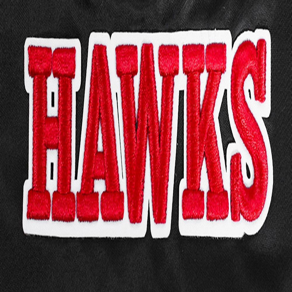 Atlanta hawks script tail womens ribbed knitted satin varsity jacket black 3 1