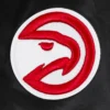 Atlanta hawks script tail womens ribbed knitted satin varsity jacket black 4 1