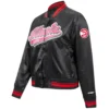 Atlanta hawks script tail womens ribbed knitted satin varsity jacket black 7 1