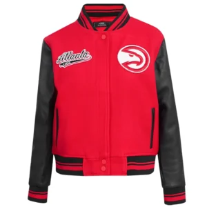 Atlanta hawks script tail womens wool leather varsity jacket 1 1