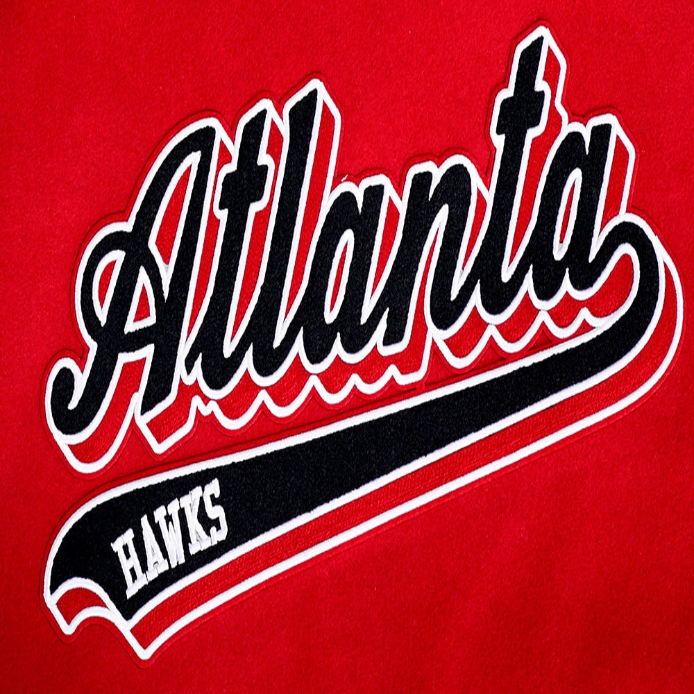 Atlanta hawks script tail wool leather varsity jacket redblack 2 1