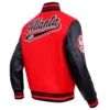 Atlanta hawks script tail wool leather varsity jacket redblack 6 1