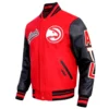 Atlanta hawks script tail wool leather varsity jacket redblack 8 1