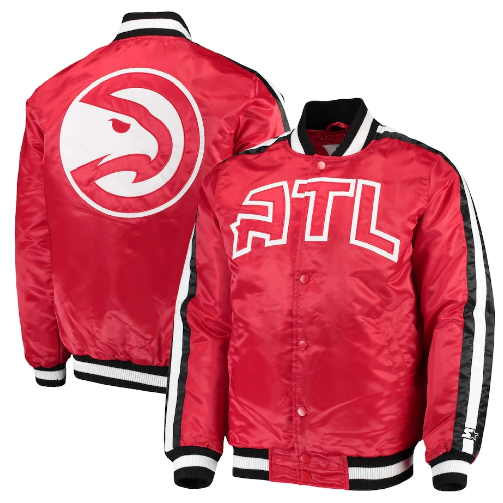 Atlanta hawks the offensive satin varsity jacket red 2