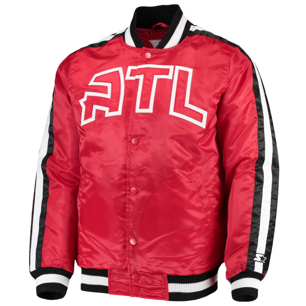 Atlanta hawks the offensive satin varsity jacket red 3