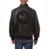 Atlanta hawks tonal full leather bomber jacket black 1